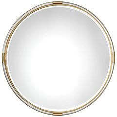 Mackai Metallic Gold Leaf 37 1/2" Round Wall Mirror | www.lampsplus.com added by Heidi Harder