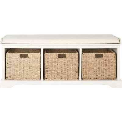 Lonan Wicker Storage Bench - White - Safavieh. added by Sara Belluomini