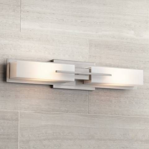 Possini Euro Midtown 23 1/2" Wide Satin Nickel Modern Bath Light - #T9726 | Lamps Plus added by Nicole LaBore
