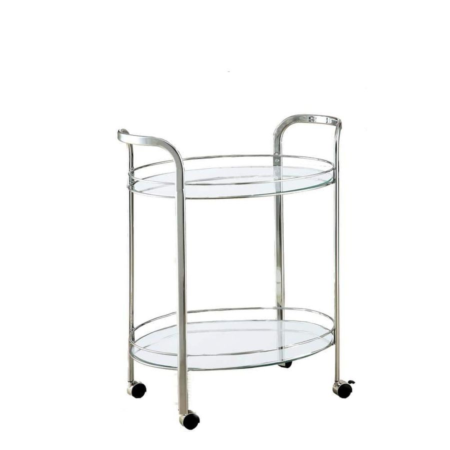 Furniture of America Stan Chrome Serving Cart With Mirrored Shelves IDF-AC228 - The Home Depot added by Caroline Deaton
