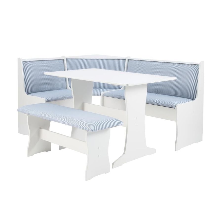 Linon Home Decor Blanca Blue Stripe 3-Piece Storage Breakfast Corner Nook THD04338 - The Home Depot added by Leah Helfer