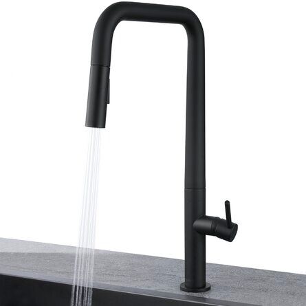 AKDY Pull Down Single Handle Kitchen Faucet | Wayfair added by Morgan Morley