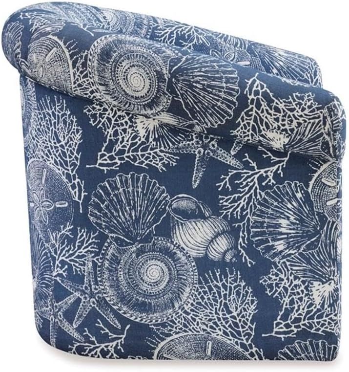 Pemberly Row Swivel Coastal Fabric Club Chair in Blue Seashell Pattern added by Hannah McKernan
