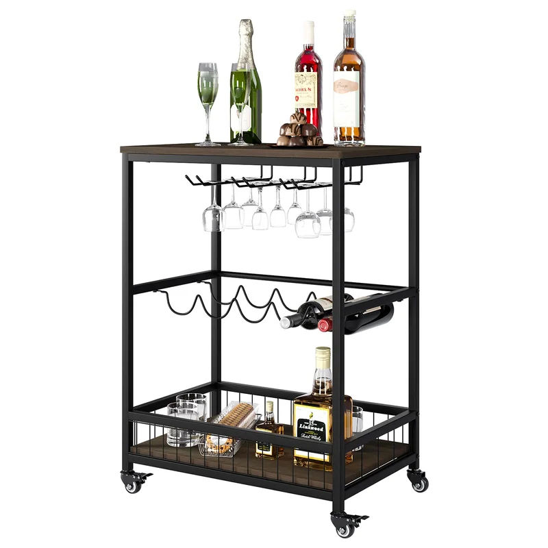 Lex 23.6'' Wide Bar Cart with Wine Bottle Storage added by Danielle Eiler