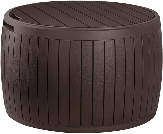 Keter Circa 37 Gallon 3-in-1 Patio Deck Storage Box Container with Resin Wood Texture for Outdoor Table or Chair Pool Furniture Decor, Brown added by Alyssa Pearson
