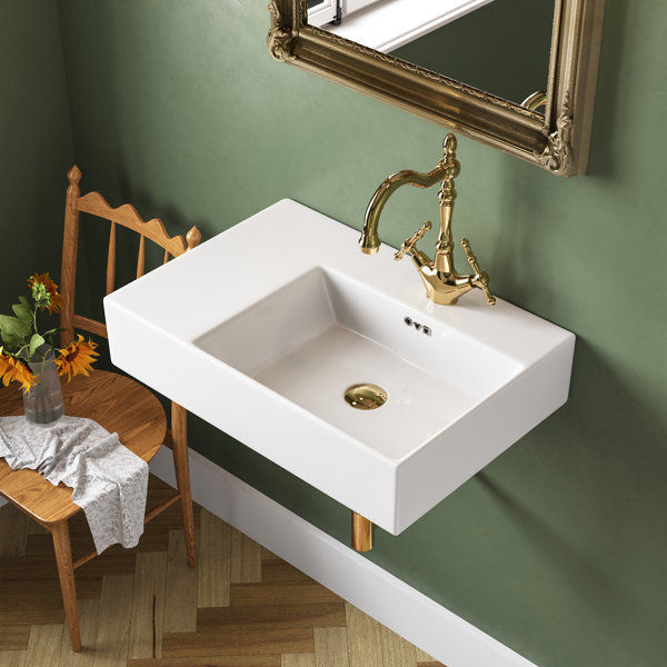 23.43'' x 16.54'' White Rectangular Vitreous China Wall Mount Bathroom Sink With Overflow added by Jamie Moon