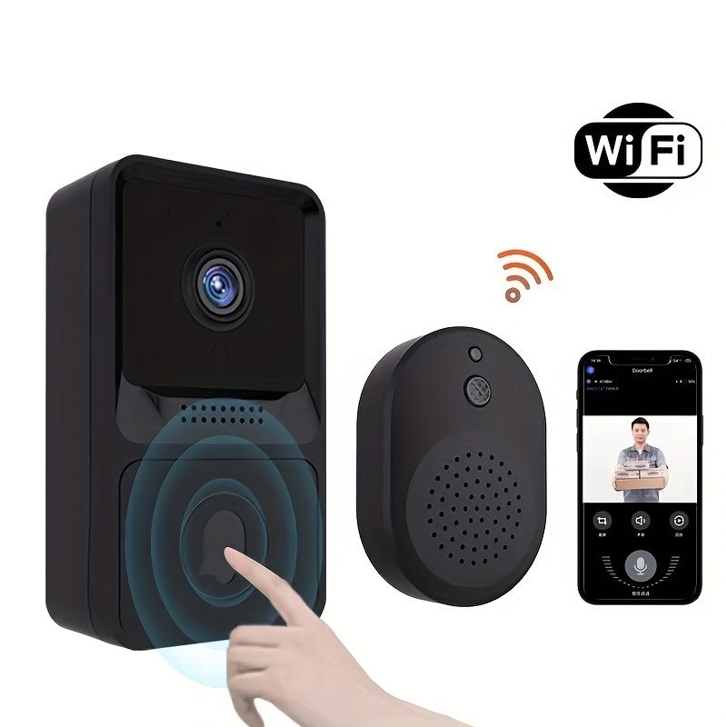 1 Set Video Doorbell Two Way Audio Night Vision 2.4G Wifi Wireless Smart Doorbell Chime APP Remote Monitoring Ring Doorbell Camera Video Doorbell T2 Z20 added by Regina Partee