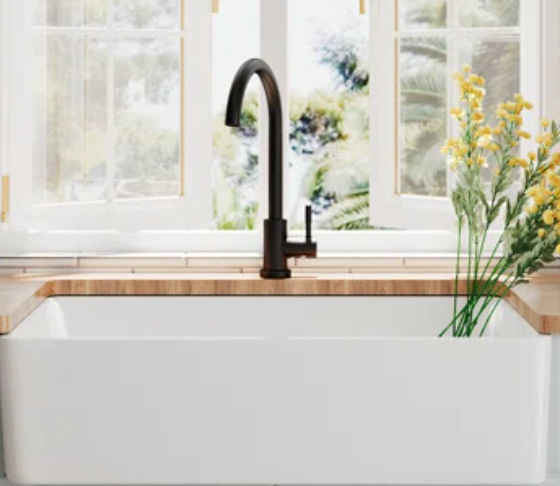 DeerValley Feast 33" L x 20" W Single BowlFarmhouse Kitchen Sink with Sink Grid and Basket Strainer | Wayfair added by Morgan Van Roekel
