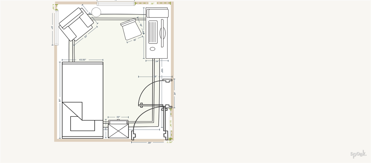 Square Primary Bedroom Plan designed by Blanche Marr