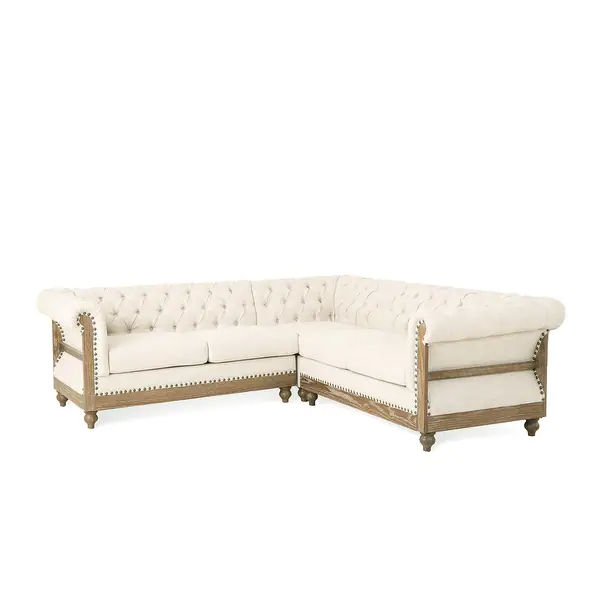 Voll Tufted Sectional Sofa with Nailhead Trim by Christopher Knight Home added by Where The Heart Is Designs