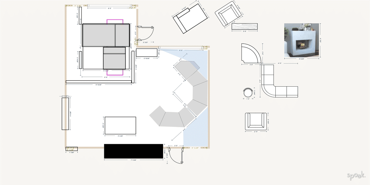Large Family Room Layout designed by Hayley Darden