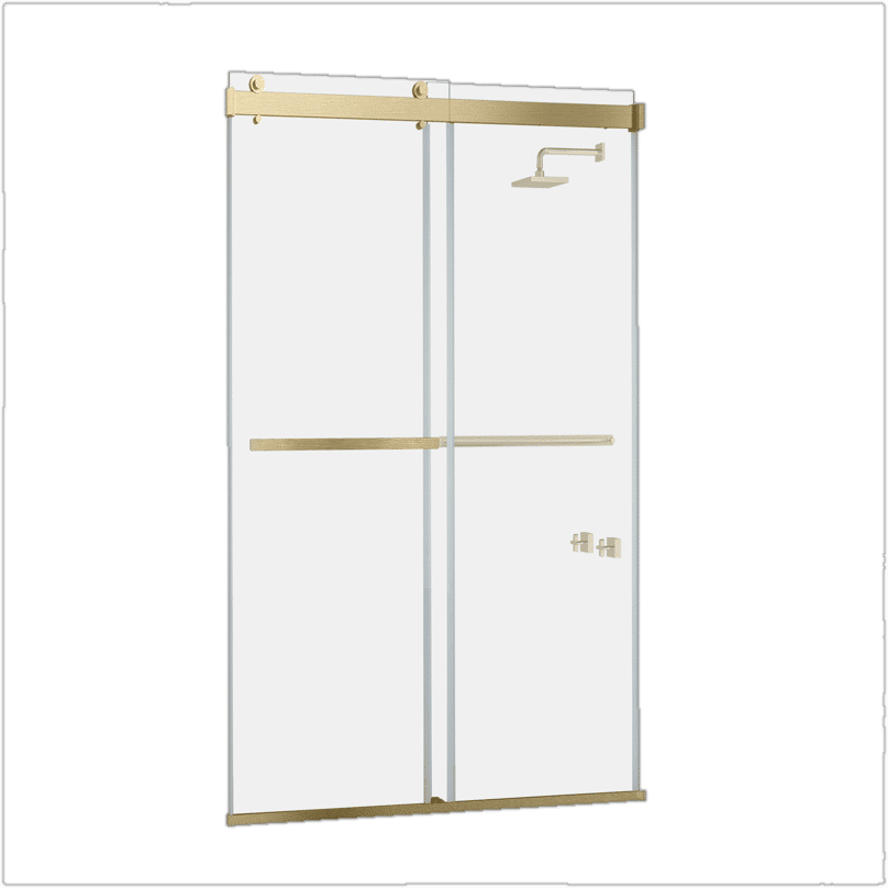 Spezia 44'' - 48'' W x 76'' H Double Sliding Semi-Frameless Shower Door with Clear Glass added by RMG Creative