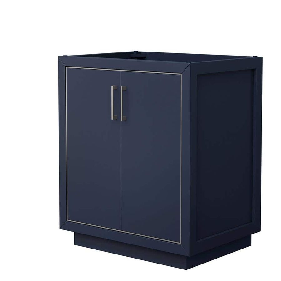 Wyndham Collection Icon 29.25 in. W x 21.75 in. D x 34.25 in. H Single Bath Vanity Cabinet without Top in Dark Blue WCF111130SBNCXSXXMXX - The Home Depot added by HELEN SALGADO