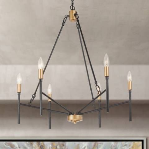 Altris 27" Wide Mixed Metal Black and Gold 6-Light Modern Chandelier - #99C22 | Lamps Plus added by HELEN SALGADO