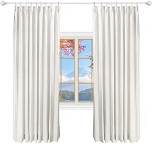 Gewvary 2 Panels Pinch Pleat Linen Darkening Drapes 60 inches Wide by 100 inches Length Curtains with Lining Drapery Panel for Living Room Bedroom Sliding Door, Beige White added by Hayley Gale