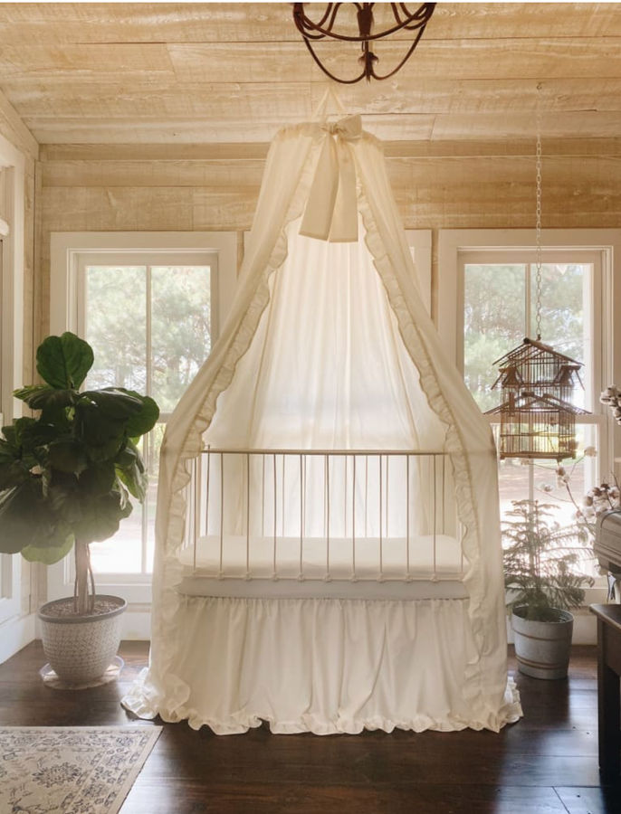 Ivory Farmhouse Ruffled Crib Canopy Set added by Caitlyn Fitzpatrick