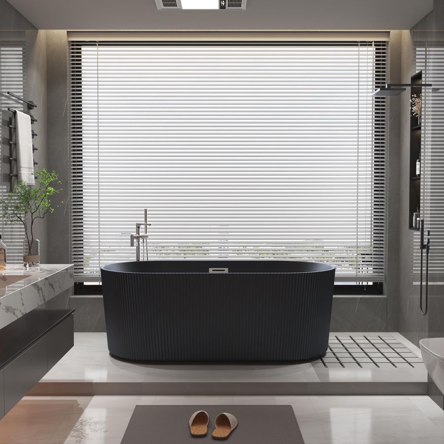 CB HOME 59"/67" Black Acrylic Freestanding Bathtub, Modern Deep Soaking Spa Bathtubs with Solid Surface added by Rickie Mincy
