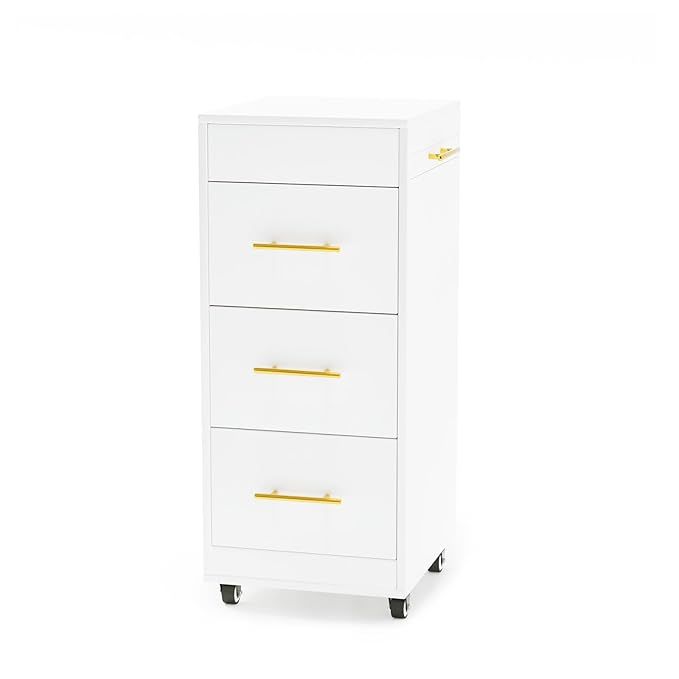 Wood Salon Trolley Cart with Wheels, Hair Cart Mobile Storage Cabinet, Hairdressing Styling Tools Organizer, Rolling Salon Station for Beauty Spa Barbershop Tattoo (White) added by Nevine Amer