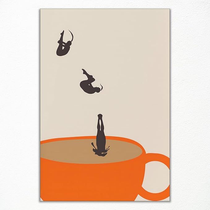 BTNXWL Vintage Coffee Wall Art, Funny Coffee Diver Poster, Modern Kitchen Art Wall Decor, Dinner Table Coffee Picture Canvas, Retro Pop Art for Wall, Fun Retro Coffee Lover Print 12x16in Unframed added by stefany alves