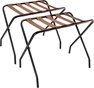 OFIDELITY Luggage Rack 2 Pack, Folding Metal Suitcase Stand Shelf with Brown Nylon Straps and Steel Frame, Guest Room, Hotel, Bedroom, Closet Essentials , Holds up to 100 lb (Black) added by Amber Verduzco