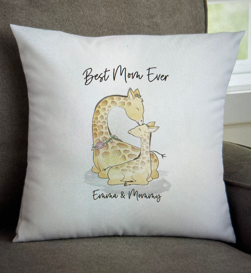 Parent & Child Giraffe Personalized 14-Inch Velvet Throw Pillow added by Where The Heart Is Designs