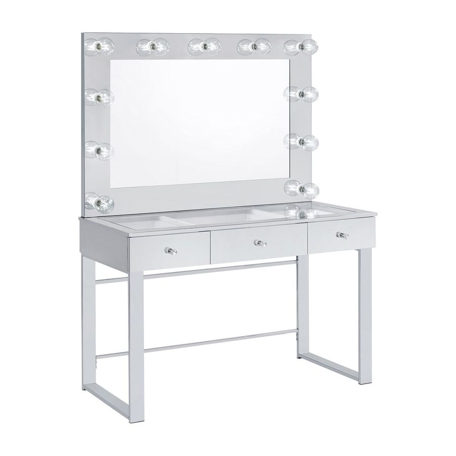 Coaster Furniture Umbridge Chrome and White 3-drawer Vanity with Lighting - Bed Bath & Beyond - 33353000 added by Carley Chapdelaine