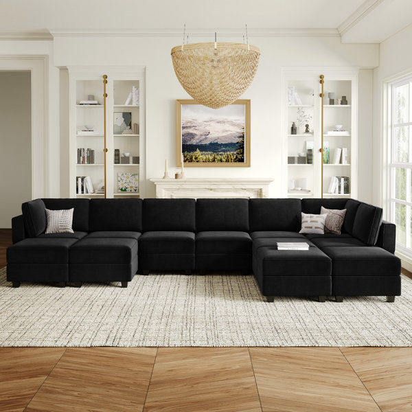 Wylodene 169.4'' Wide Genuine Velvet Reversible Modular Corner Sectional added by Erica Ramon