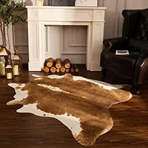 BENRON Premium Large Cowhide Rug 55x62 Inch, Cow Print Rugs for Living Room Bedroom Fireplace Hearth Rug Western Wall Decor, Faux Fur Animal Skins Cute Cow Hide Room Carpets added by HELEN SALGADO