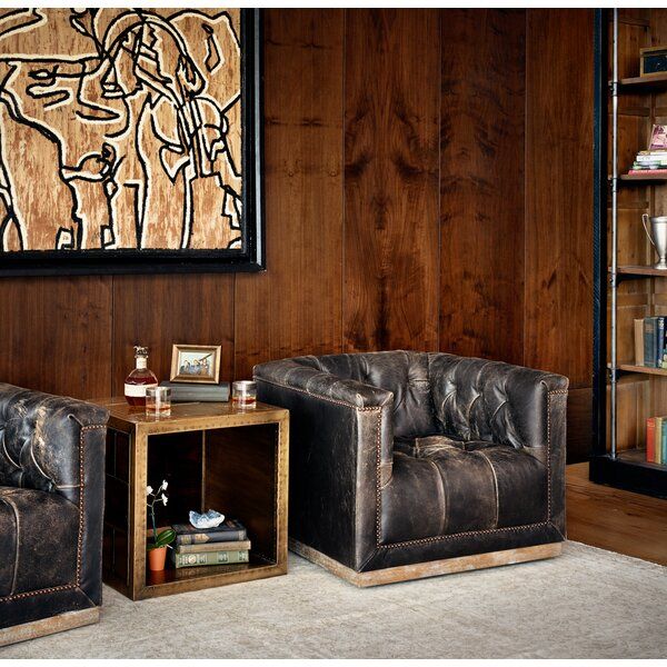Pylle Hill 33.5" Wide Tufted Top Grain Leather Swivel Club Chair added by Christina Robinson