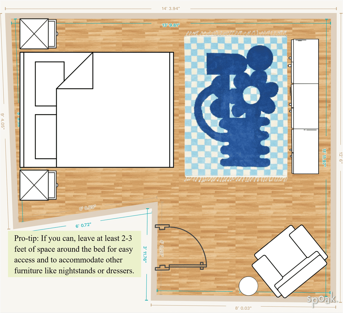 Primary Bedroom Floor Plan designed by Mari Lundin