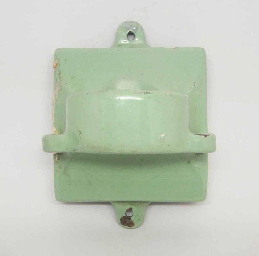 Vintage Surface Mount Iron Mint Green Cup & Tooth Brush Holder | Olde Good Things added by Serena Finnerty