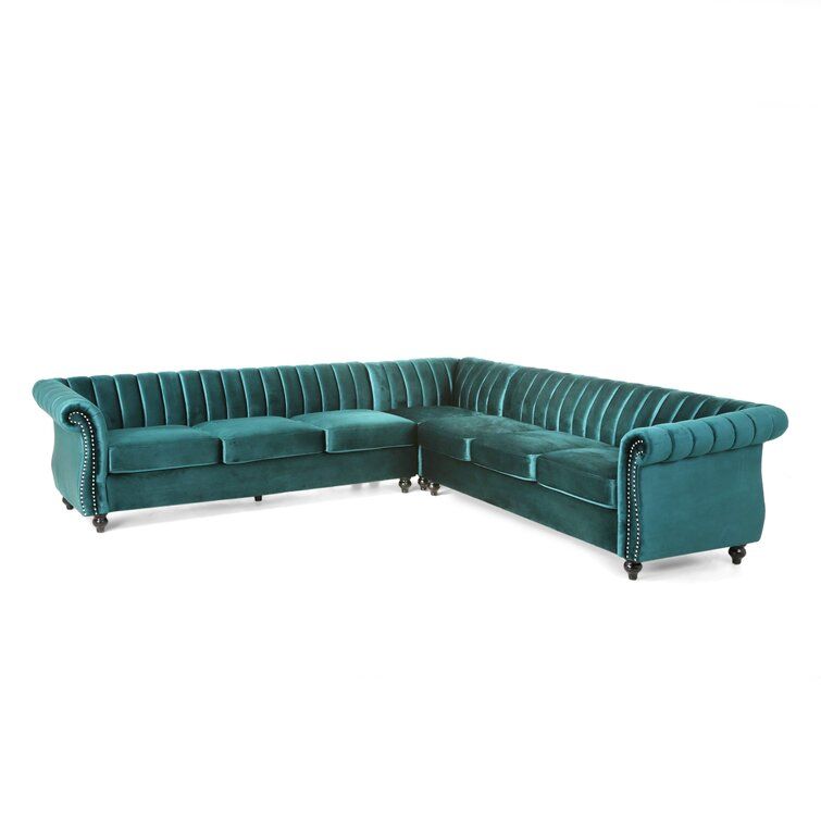 Dahlia 109" Wide Velvet Symmetrical Corner Sectional added by Christina Miller