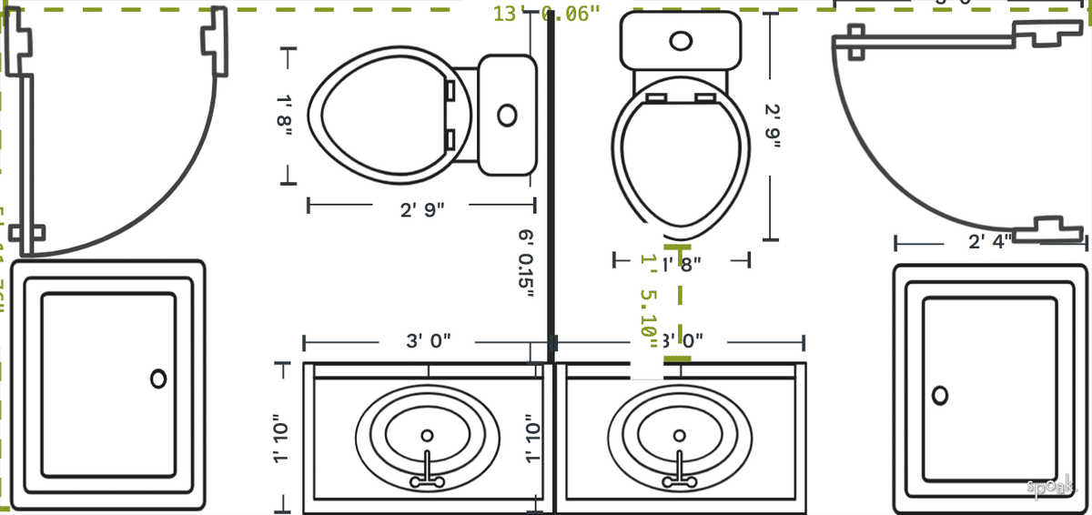Jack And Jill Half Bathroom Plan designed by Marissa Lefebvre