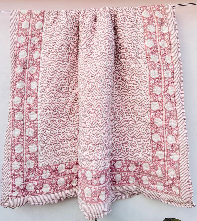 Hand Block Print Quilt Indian Reversible Jaipuri Razai Cotton Voile Handmade Floral Quilt Jaipuri Quilt Comforter - Etsy added by Jennifer Hickey