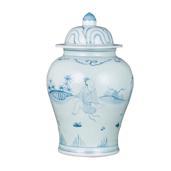 Blue White Porcelain Temple Jar Old Man Motif added by Sarah Jane Meek