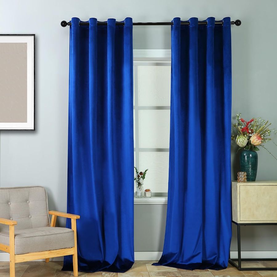 ELKCA Luxury Royal Blue Velvet Window Curtain for Living Room,Grommet Top,2 Panels(Royal Blue, 52" W x 96" L) added by Teila Brown