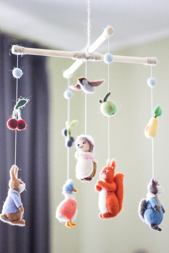 Beatrix Potter Felted Baby Mobile, Nursery Decor, Baby Crib Mobile, Baby Shower Gift, Forest Animal Baby Mobile, Cot Mobile,Crib Mobile added by Spoak Member