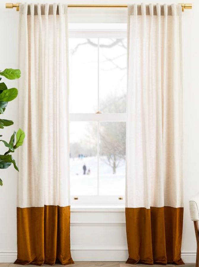 European Flax Linen & Luster Velvet Curtain - Natural/Golden Oak added by Kirsten Rauffer