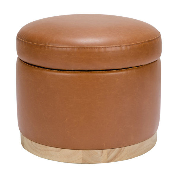 Naka 21.5'' Wide Faux Leather Round Storage Ottoman with Storage added by Katie Carpenter