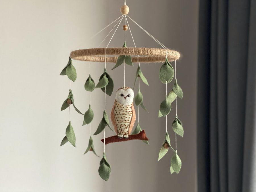 Baby mobile with owl Boho baby mobile woodland mobile Baby boy mobile owl baby mobile baby mobile girl nursery mobile crib mobile felt added by Kristina Blackford