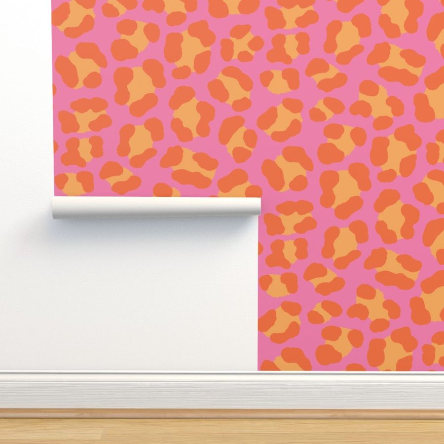 Leopard pattern - large - orange and Wallpaper | Spoonflower added by Miranda Sikes