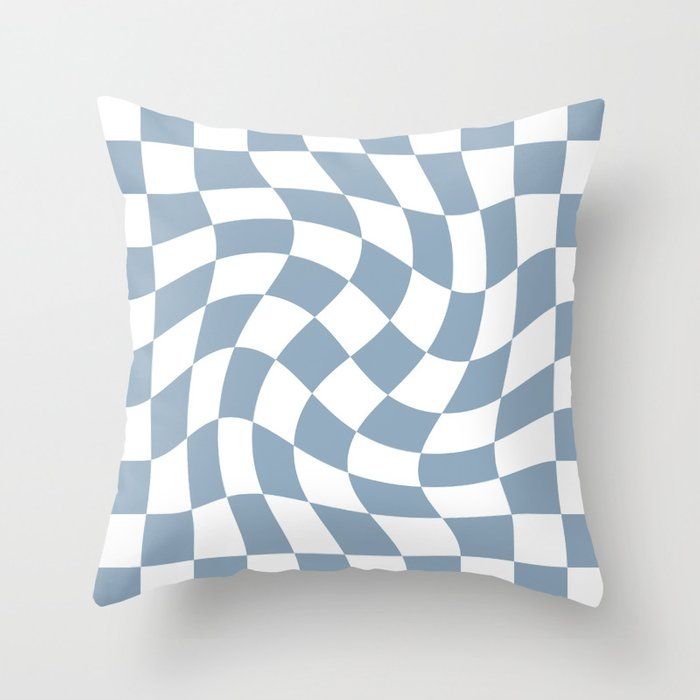 Large Checkerboard Swirl - White & Blue Throw Pillow by Checked Out added by Katelyn Callender