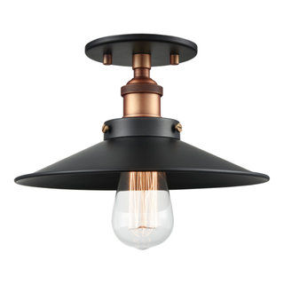 Bulstrode's Workshop Semi-Flush Mount, 1-Light, Brass, 10.25"W - Industrial - Flush-mount Ceiling Lighting - by Lighting Reimagined | Houzz added by Emily Monsees