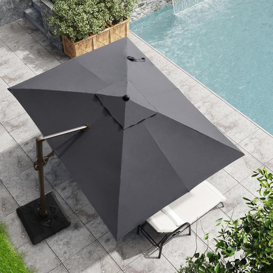 Crestlive Products 9 ft. x 11 ft. Heavy-Duty Frame Cantilever Patio Single Rectangle Umbrella in Dark Gray CL-PU052DGY - The Home Depot added by Katie Carpenter