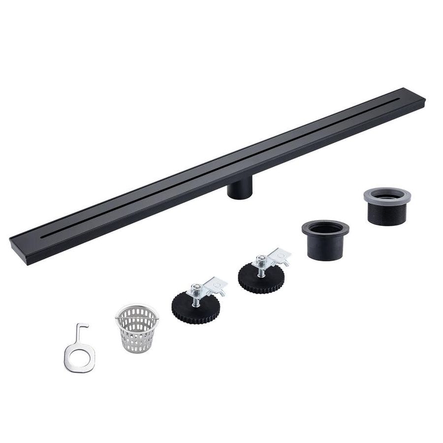 RAINLEX 36 in. Stainless Steel Linear Shower Drain with Square Pattern Drain Cover in Matte Black RX7006H-36 - The Home Depot added by Danielle Lambert
