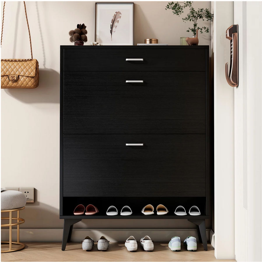 Shoe Cabinet, Shoe Storage Shelves Entry Table with 2 Flip Drawers & 1 Drawer added by Marialejandra Gutierrez
