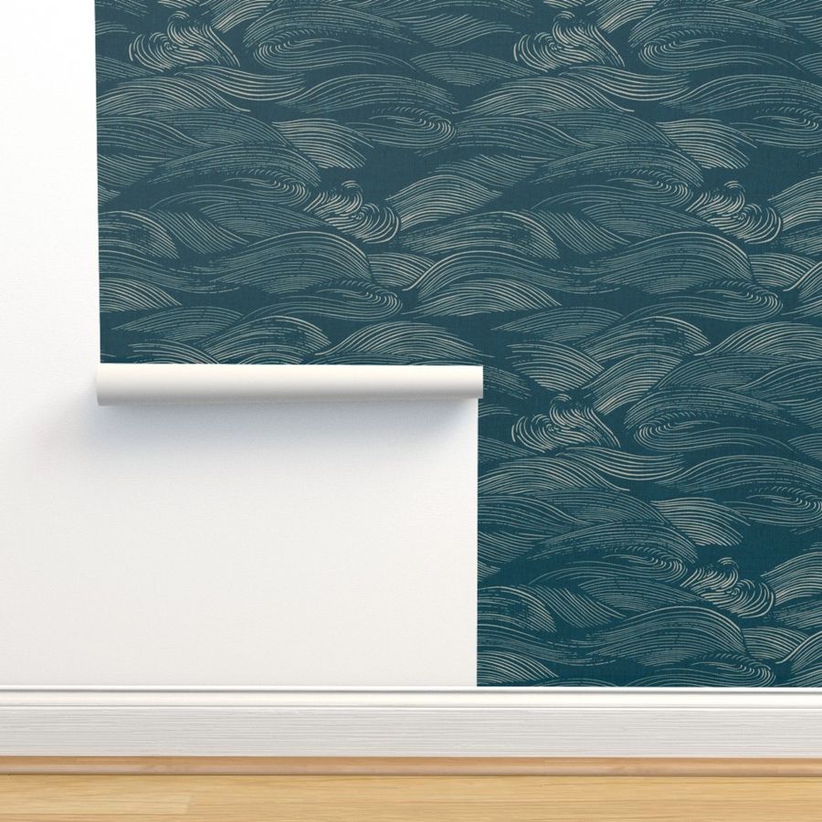 The Water {Blue Silver} Wallpaper | Spoonflower added by Elaine Wackerly