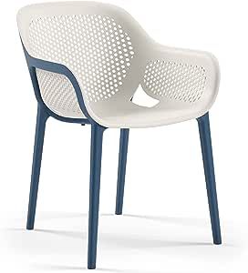 Omax Decor Atra Indoor or Outdoor Modern Stackable Patio Dining Side Arm Chair (Set of 2), Blue and Cool Gray added by Ashley Genard