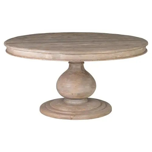 Louis Rustic Lodge Natural Brown Round Distressed Pine Wood Dining Table - 60"W added by Tara Biondo