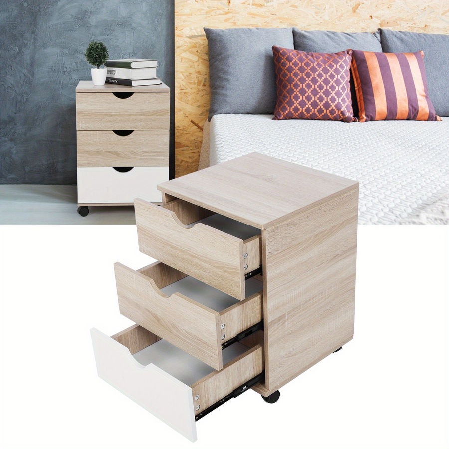 Night Table Movable Bedside Nightstand File Cabinet 3 - Temu added by Sarah Jackson